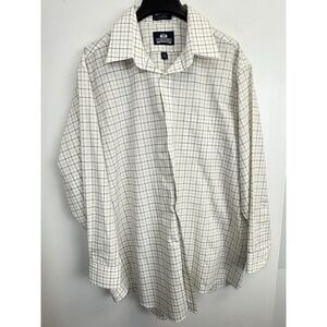 Stafford Shirt‎ Men's Extra Large 17.5 34-35 Traveler Wrinkle Free Oxford Check